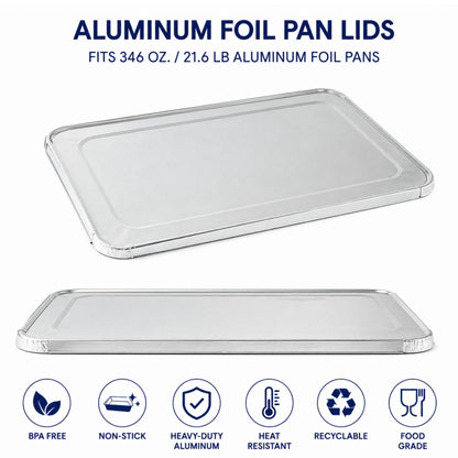 *WHOLESALE* Rectangular Large Lid for Rack Roaster Aluminum Disposable 100/Case Disposable Lids VeZee