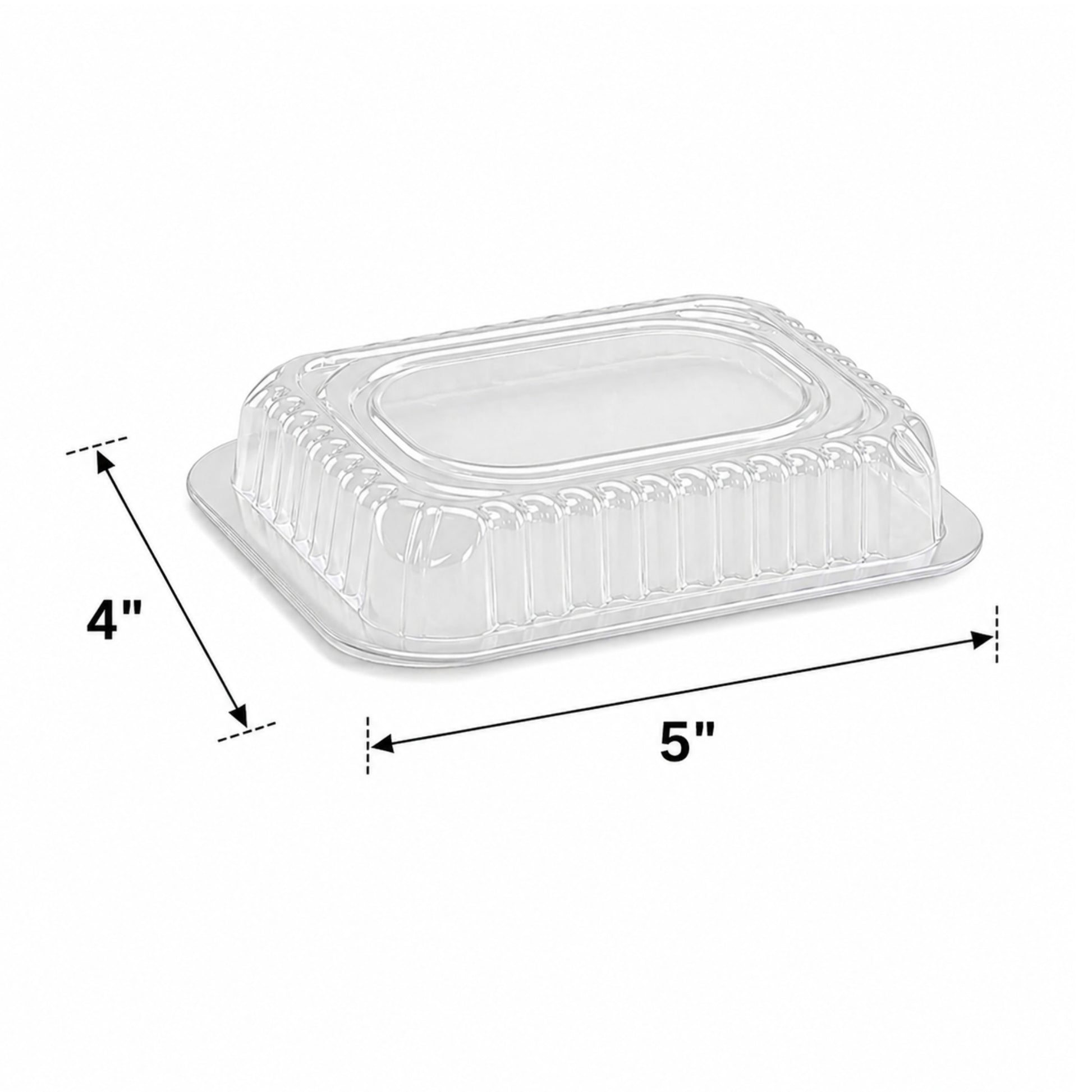 Dome Lids Plastic For 1Lb Aluminum Oblong Pans 5" x 4" Disposable Lids VeZee