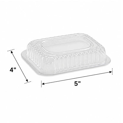 Dome Lids Plastic For 1Lb Aluminum Oblong Pans 5" x 4" Disposable Lids VeZee