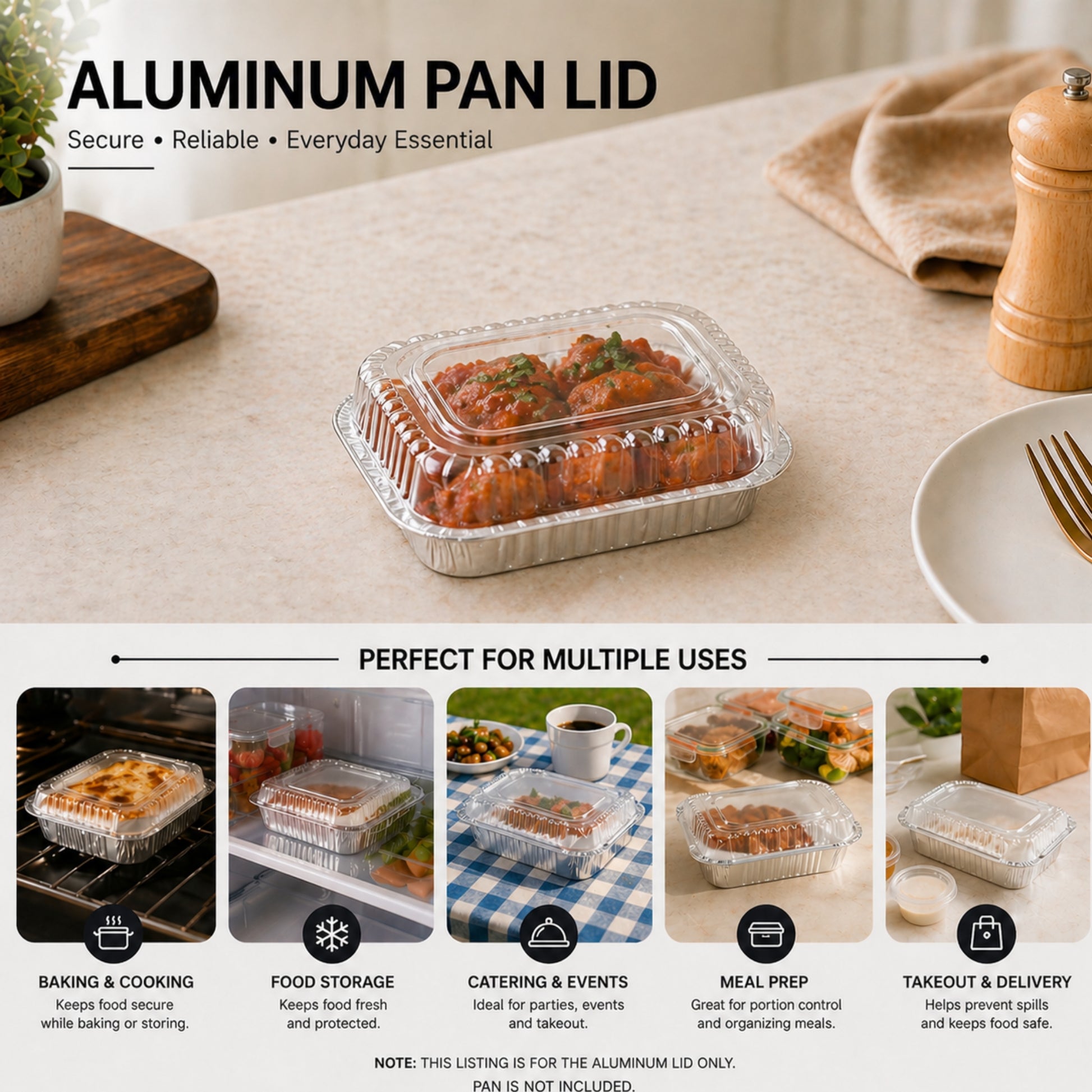 Dome Lids Plastic For 1Lb Aluminum Oblong Pans 5" x 4" Disposable Lids VeZee