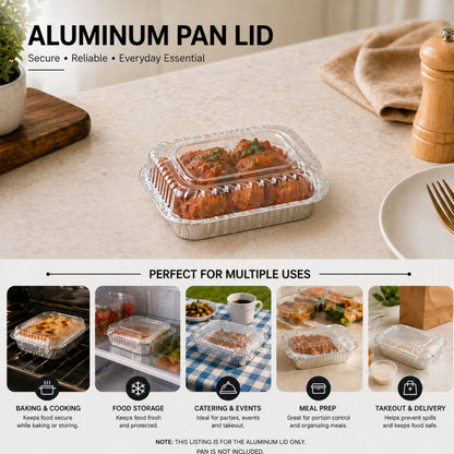 Dome Lids Plastic For 1Lb Aluminum Oblong Pans 5" x 4" Disposable Lids VeZee