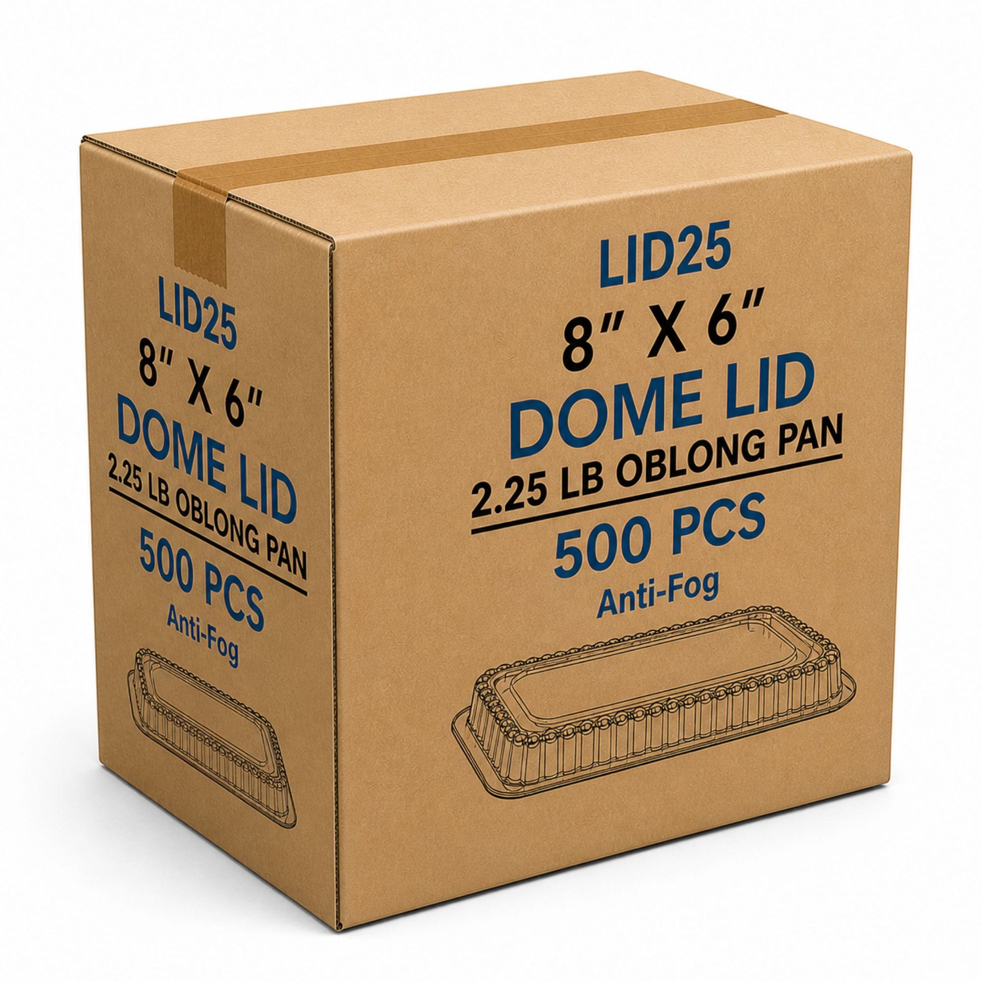 *WHOLESALE* Plastic Dome Lids For 2.25Lb Aluminum Oblong Pans 8.25" x 5.75" 500 ct/case Disposable Lids VeZee
