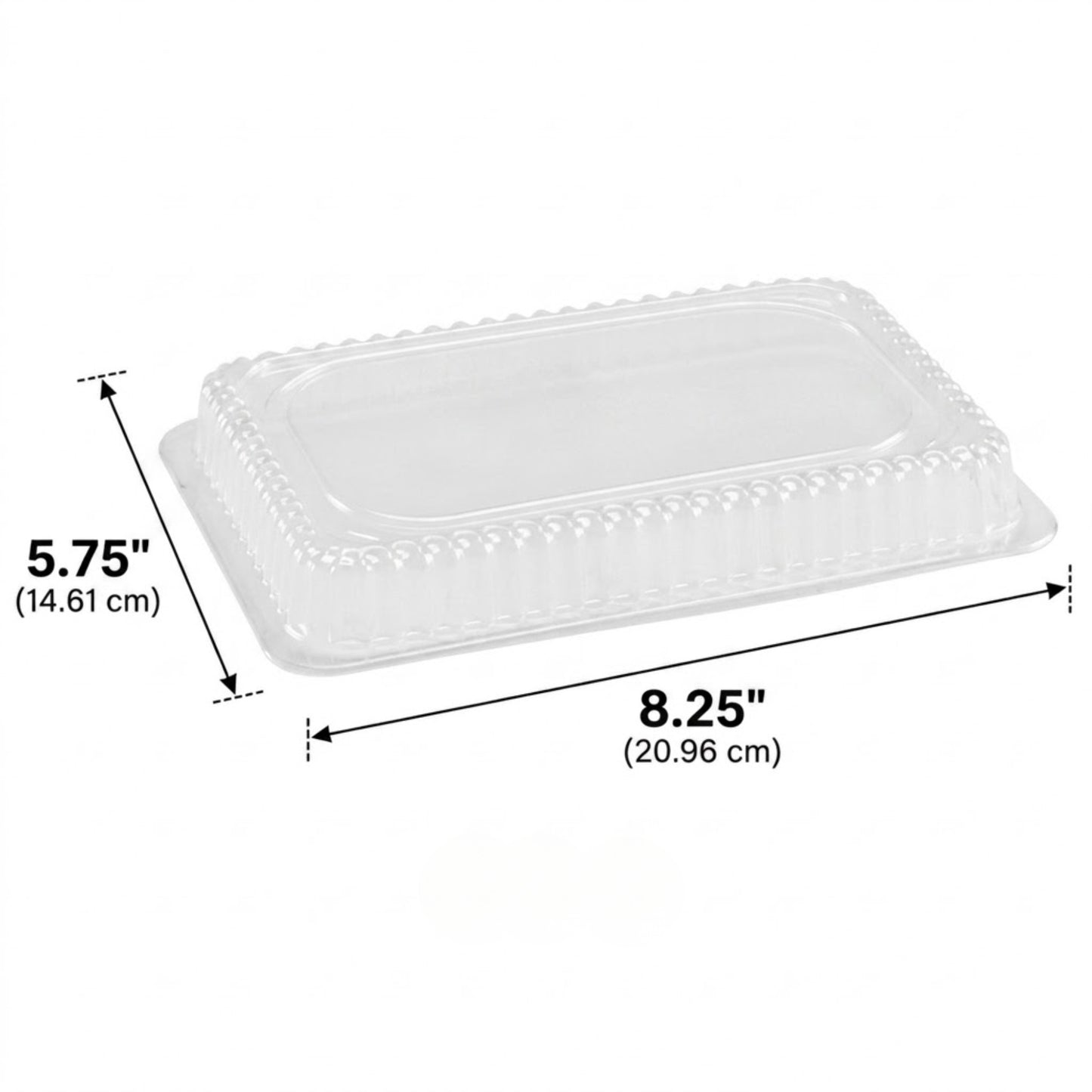 *WHOLESALE* Plastic Dome Lids For 2.25Lb Aluminum Oblong Pans 8.25" x 5.75" 500 ct/case Disposable Lids VeZee