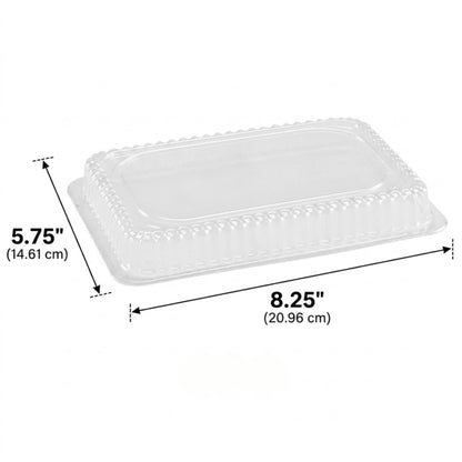 *WHOLESALE* Plastic Dome Lids For 2.25Lb Aluminum Oblong Pans 8.25" x 5.75" 500 ct/case Disposable Lids VeZee