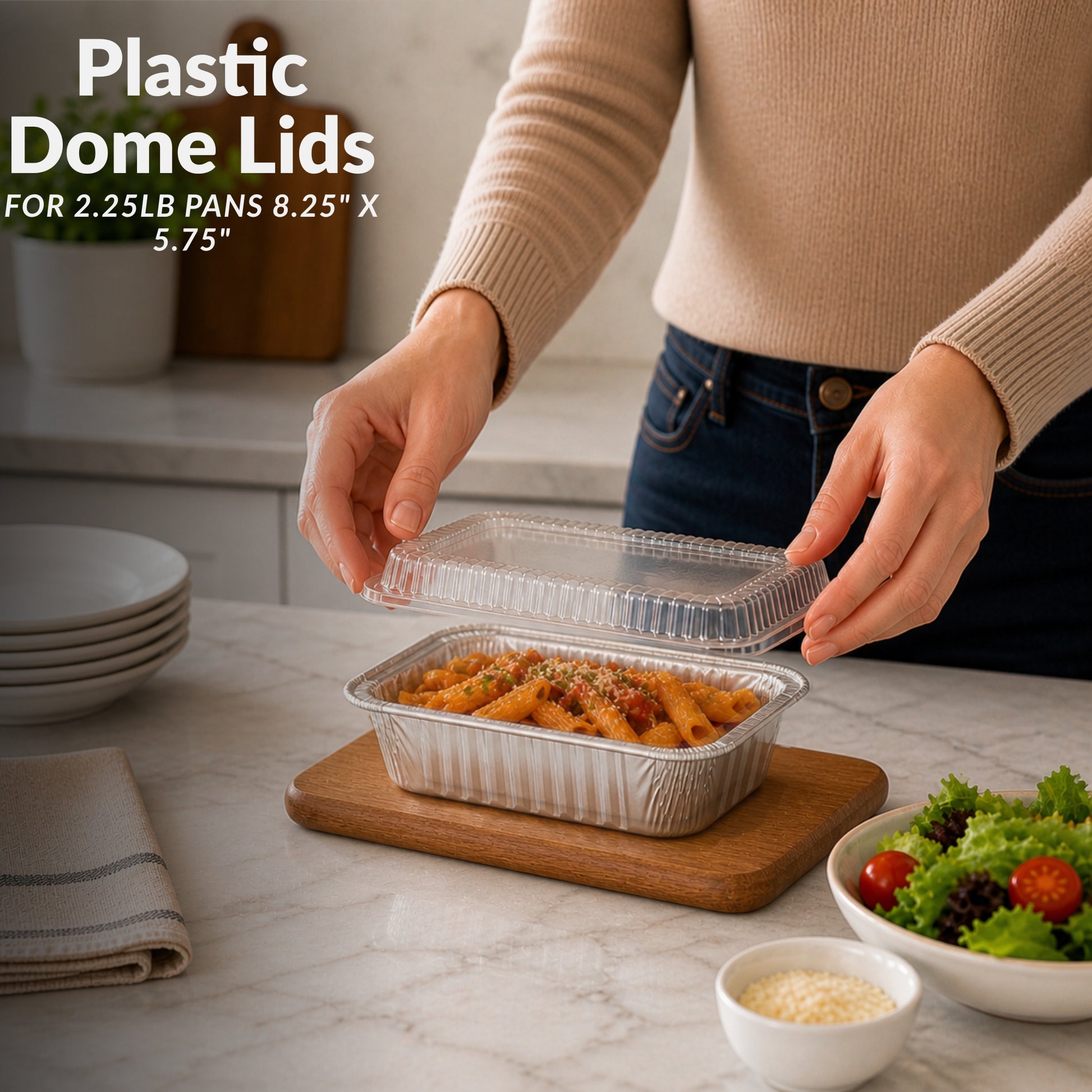 *WHOLESALE* Plastic Dome Lids For 2.25Lb Aluminum Oblong Pans 8.25" x 5.75" 500 ct/case Disposable Lids VeZee