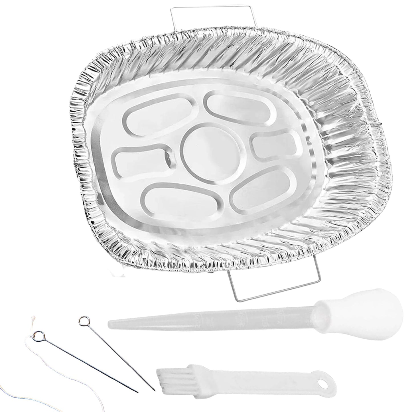 Oval Disposable Turkey Roasting Pan with Handles & Free 3-in-1 Basting Kit Disposable Roasting Pans VeZee