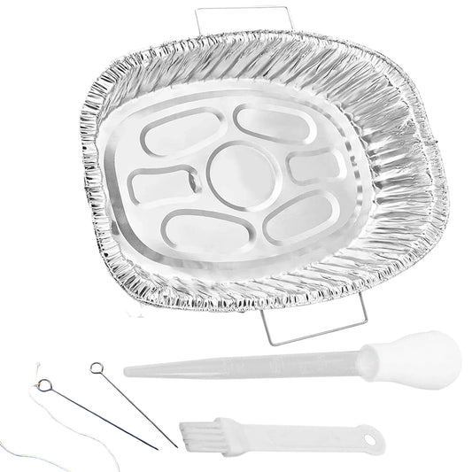 Oval Disposable Turkey Roasting Pan with Handles & Free 3-in-1 Basting Kit Disposable Roasting Pans VeZee