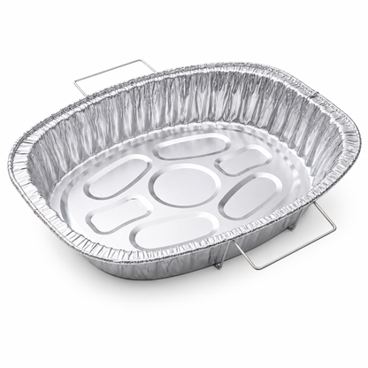 Oval Turkey Roasting Aluminum Pan with Handles & Free 3-in-1 Basting Kit Disposable Roasting Pans VeZee