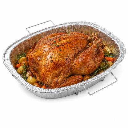 *WHOLESALE* Oval Turkey Roaster Handle Rack Roaster Aluminum Disposable 50/case Disposable Roasting Pans VeZee