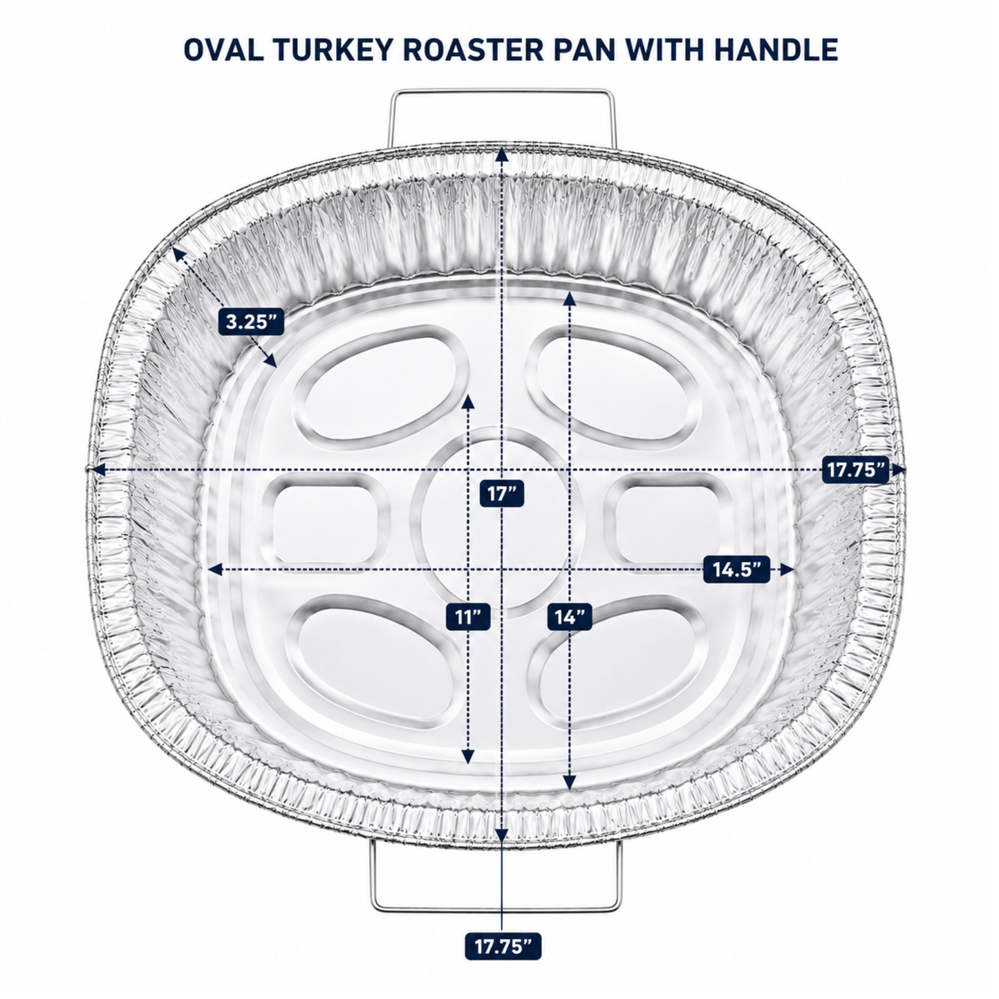 Oval Turkey Roasting Aluminum Pan with Handles & Free 3-in-1 Basting Kit Disposable Roasting Pans VeZee