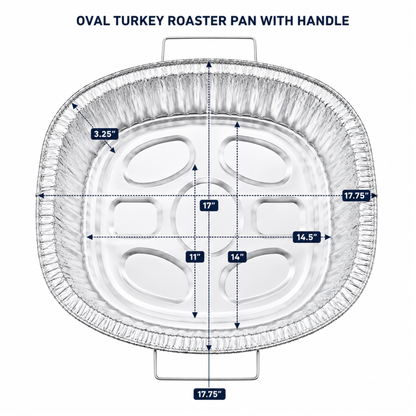 Oval Turkey Roasting Aluminum Pan with Handles & Free 3-in-1 Basting Kit Disposable Roasting Pans VeZee