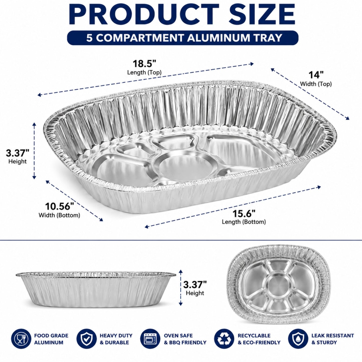 Oval Large Turkey Pan Heavy Weight Disposable Aluminum Disposable Oval Turkey pan VeZee