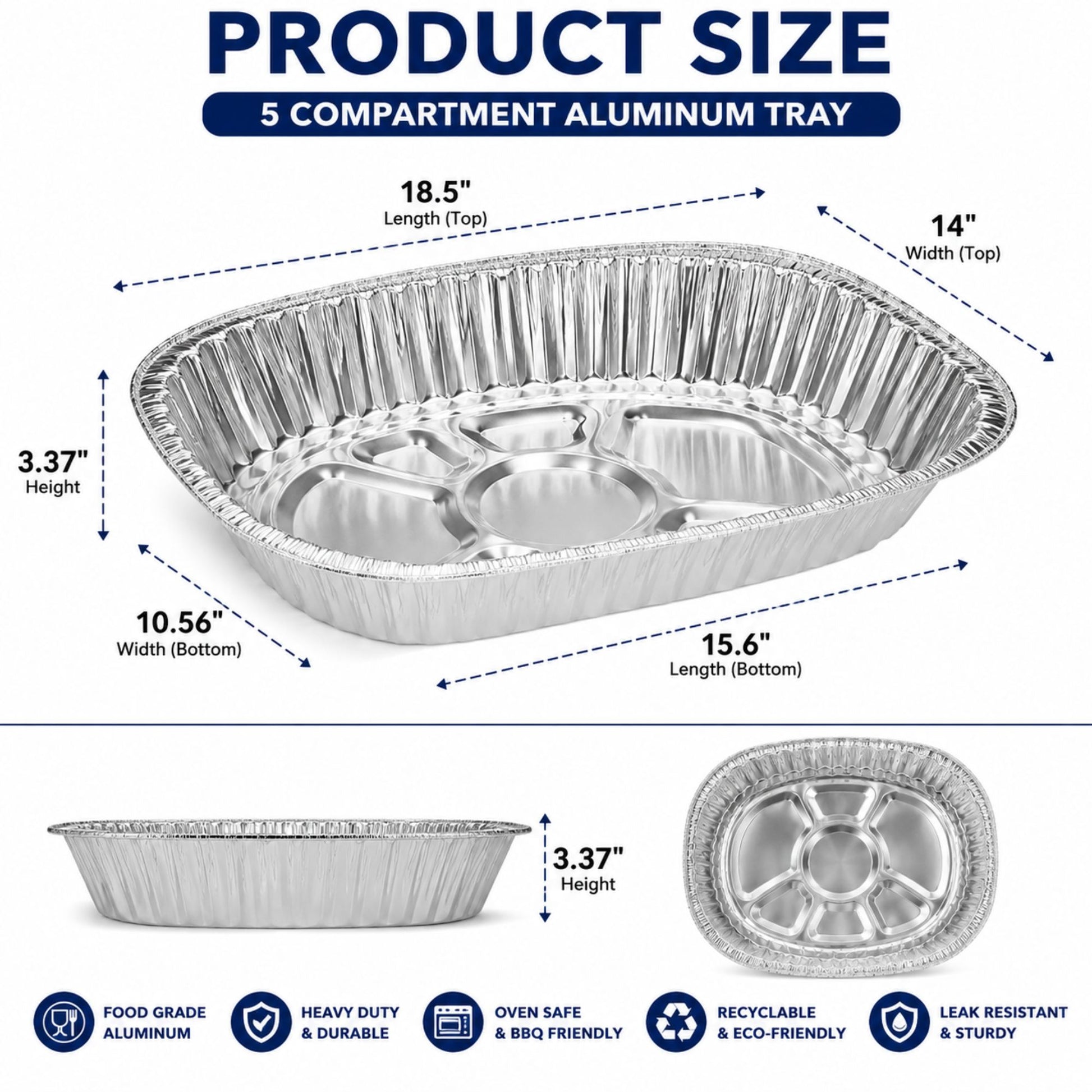 Oval Large Turkey Pan Heavy Weight Disposable Aluminum Disposable Oval Turkey pan VeZee