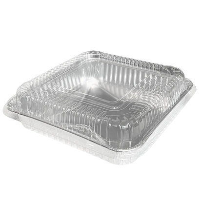 Disposable Aluminum 8" Square SHALLOW Cake Baking Pan WIth Dome Lids Disposable Square Cake Pan VeZee