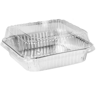Disposable Aluminum 8" Square SHALLOW Cake Baking Pan WIth Dome Lids Disposable Square Cake Pan VeZee