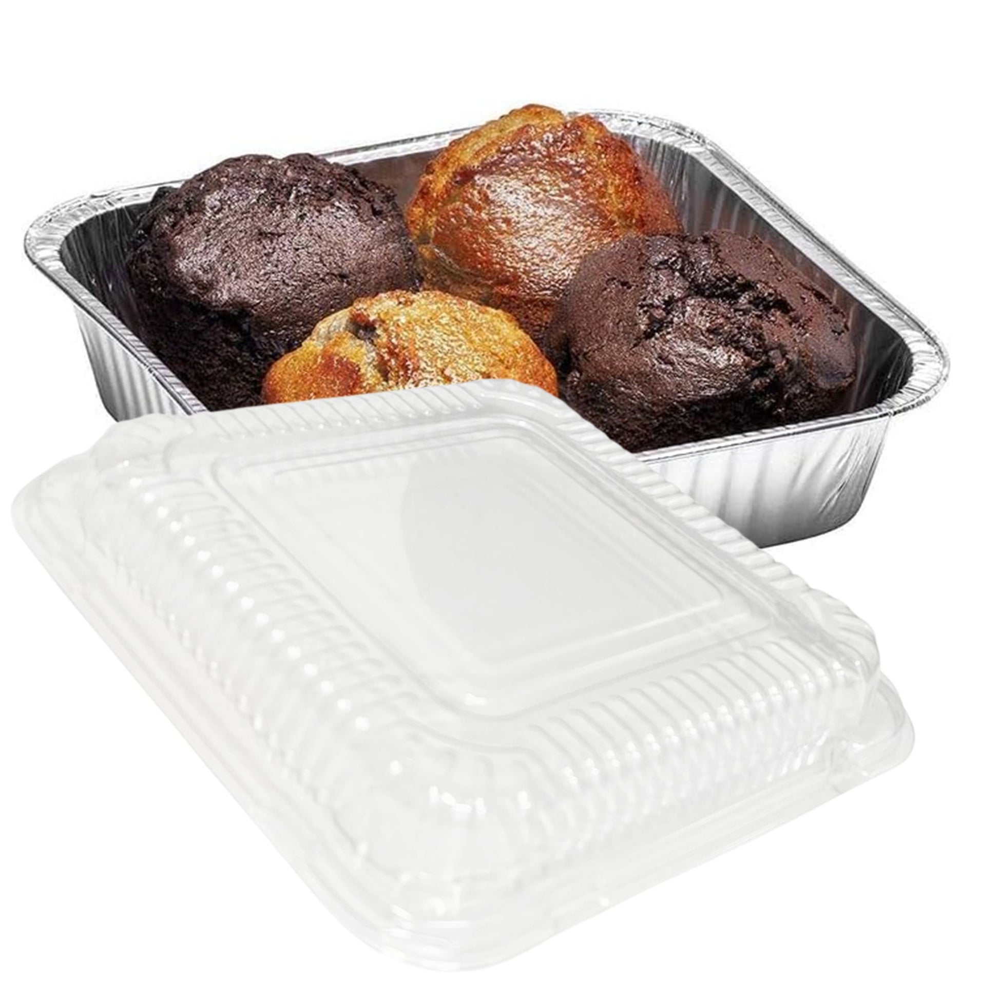 Disposable Aluminum 8" Square SHALLOW Cake Baking Pan WIth Dome Lids Disposable Square Cake Pan VeZee