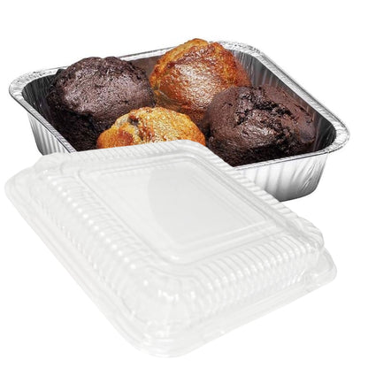Disposable Aluminum 8" Square SHALLOW Cake Baking Pan WIth Dome Lids Disposable Square Cake Pan VeZee