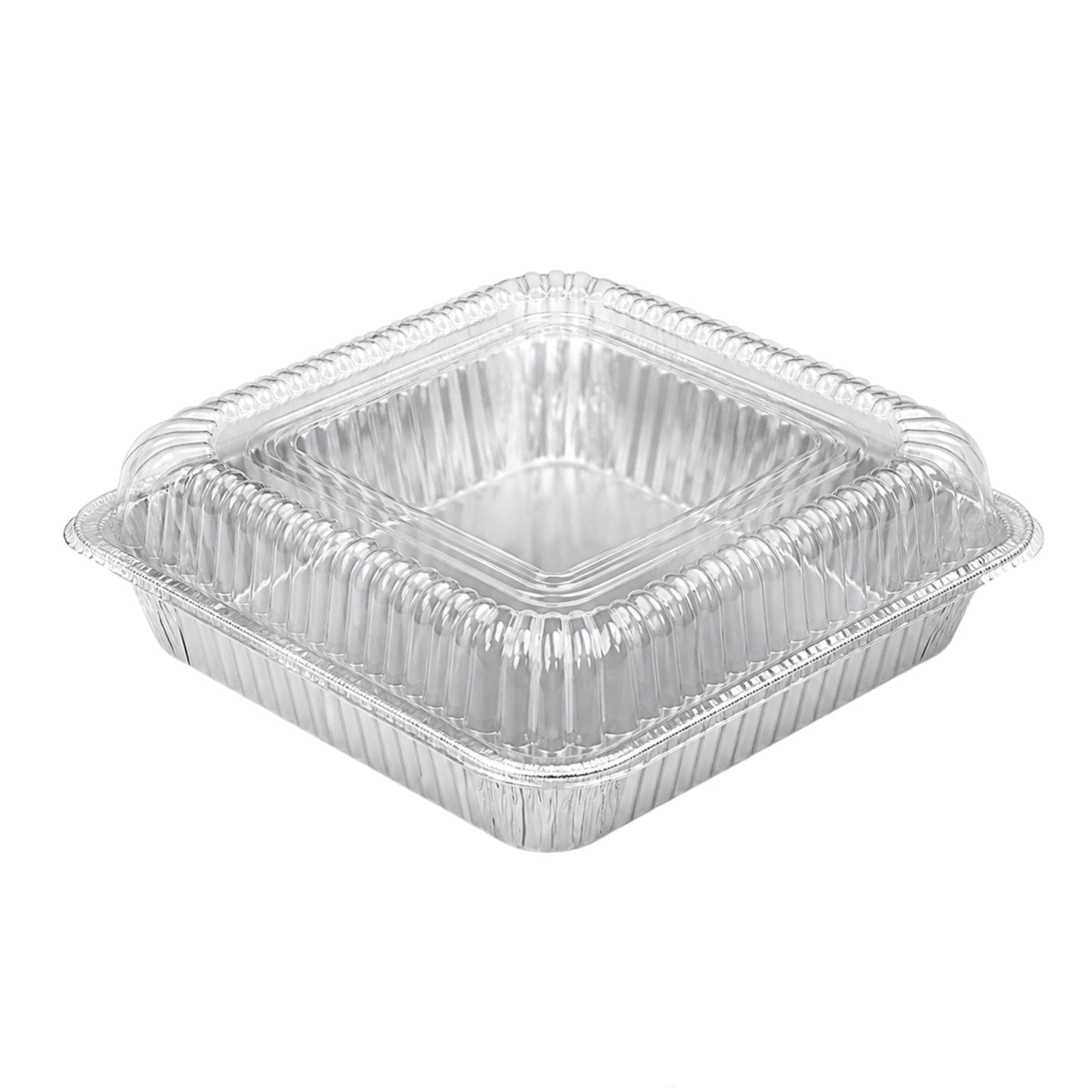 8" SHALLOW (1.5" width) With Dome Lids Aluminum Cake Baking Pan Disposable Disposable Square Cake Pan VeZee