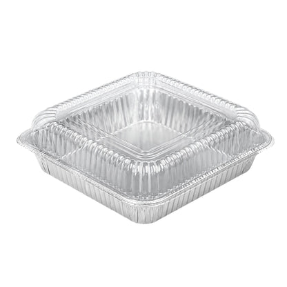 8" SHALLOW (1.5" width) With Dome Lids Aluminum Cake Baking Pan Disposable Disposable Square Cake Pan VeZee