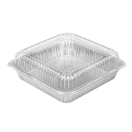 8" SHALLOW (1.5" width) With Dome Lids Aluminum Cake Baking Pan Disposable Disposable Square Cake Pan VeZee