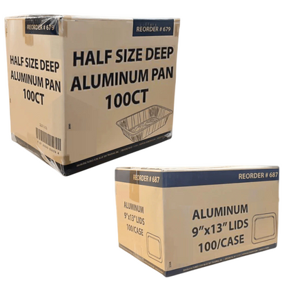 *WHOLESALE* Disposable Regular weight 9×13 Half Size Aluminum Pans & Aluminum Lids Disposable Roasting Pans VeZee