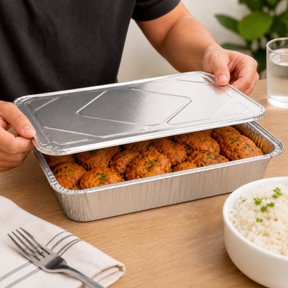 9×13 Half Size Pans with Lids Regular Weight Aluminum Disposable Aluminum Pan with Lids VeZee