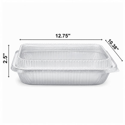9×13 Deep Half Size Regular Weight Aluminum Pans with Dome Lids Aluminum Pan with Lids VeZee