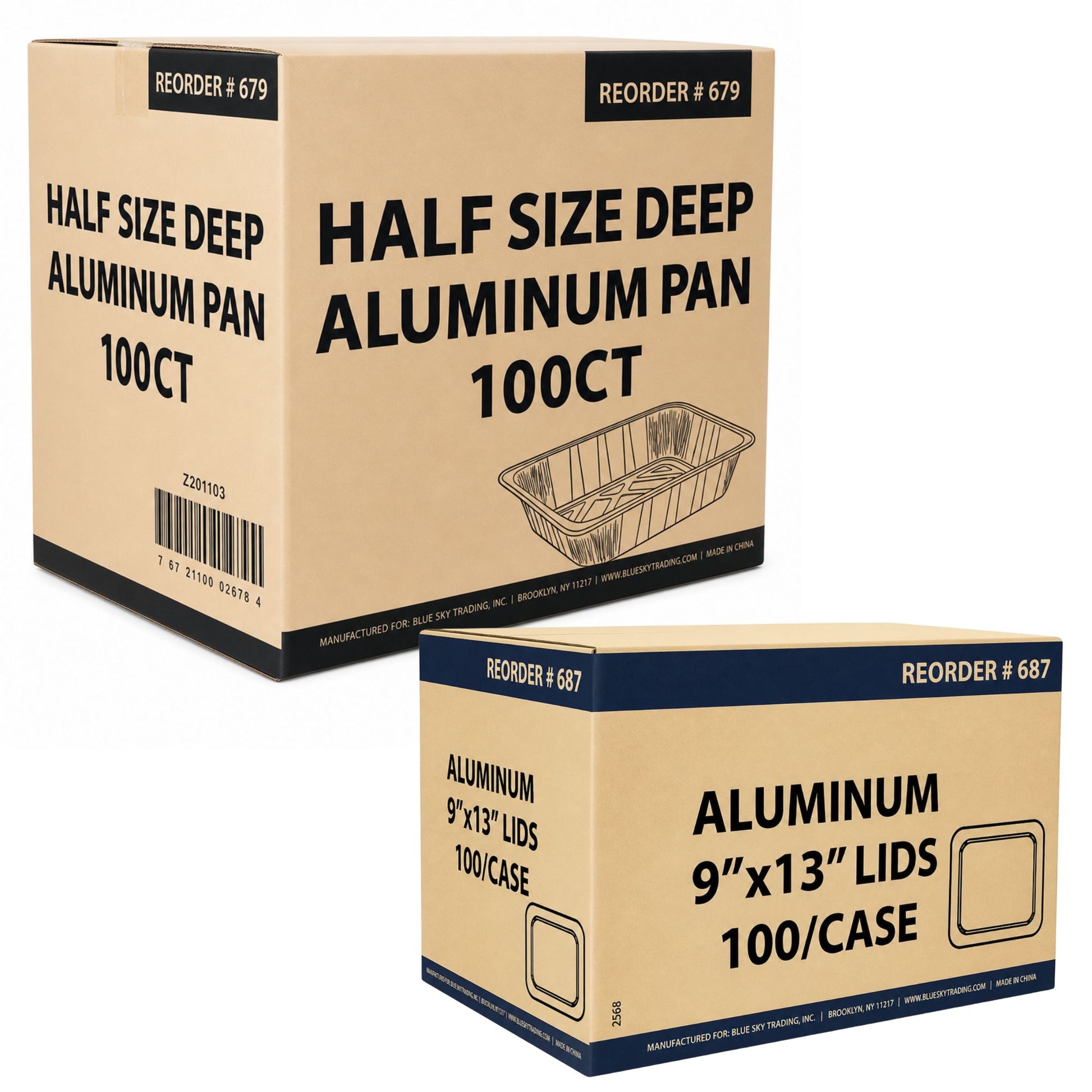 *WHOLESALE* 9×13 Half Size Pan With Lids Regular weight Aluminum Disposable Disposable Roasting Pans VeZee