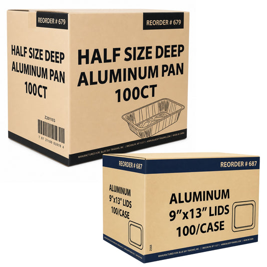 *WHOLESALE* 9×13 Half Size Pan With Lids Regular weight Aluminum Disposable Disposable Roasting Pans VeZee
