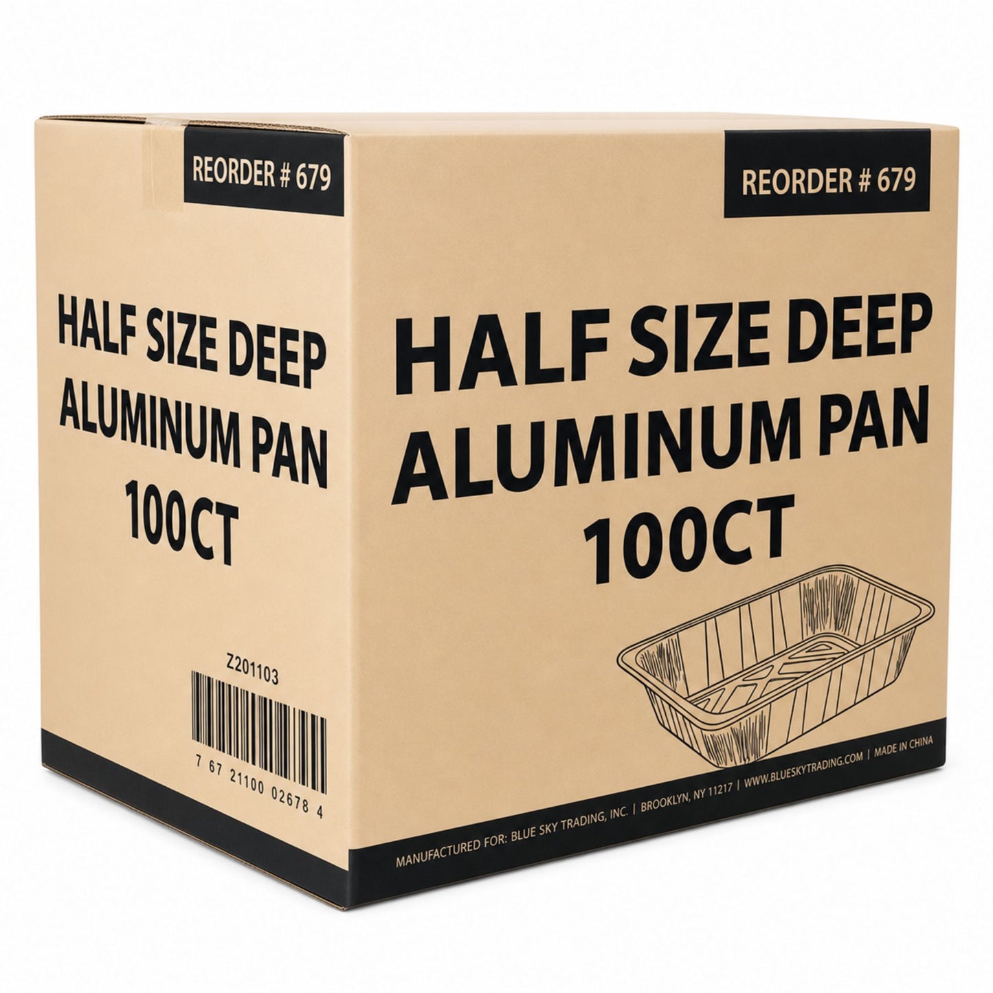 *WHOLESALE* 9×13 Half Size Regular weight Disposable Aluminum Pans 100/Case Disposable Roasting Pans VeZee