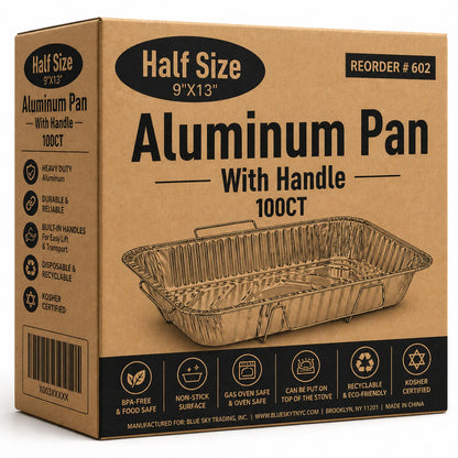 *WHOLESALE* 9X13 inches Half Size Pans with Handle Rack Aluminum 100/ Case Half Size Pans VeZee
