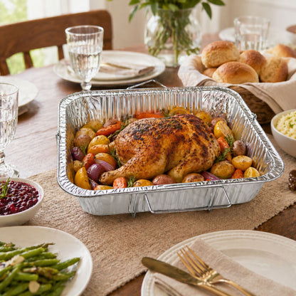 9X13 inches Half Size Pans with Handle Rack Disposable Aluminum Half Size Pans VeZee