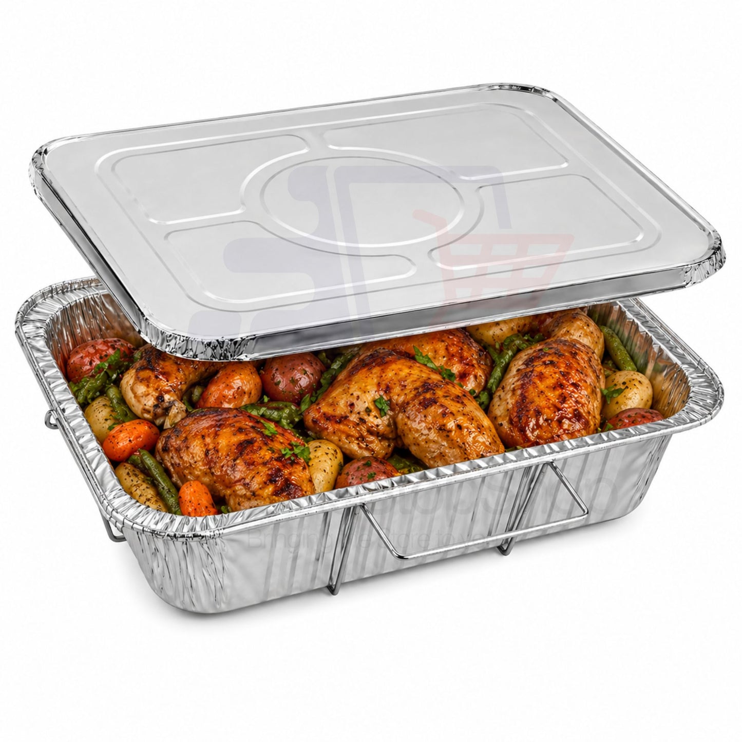 9X13 inches Half Size Pans with Handle Rack & Lids Disposable Aluminum Half Size Pans VeZee