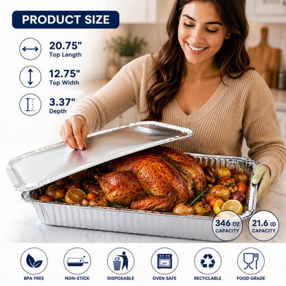 *WHOLESALE* Rectangular Large Lid for Rack Roaster Aluminum Disposable 100/Case Disposable Lids VeZee