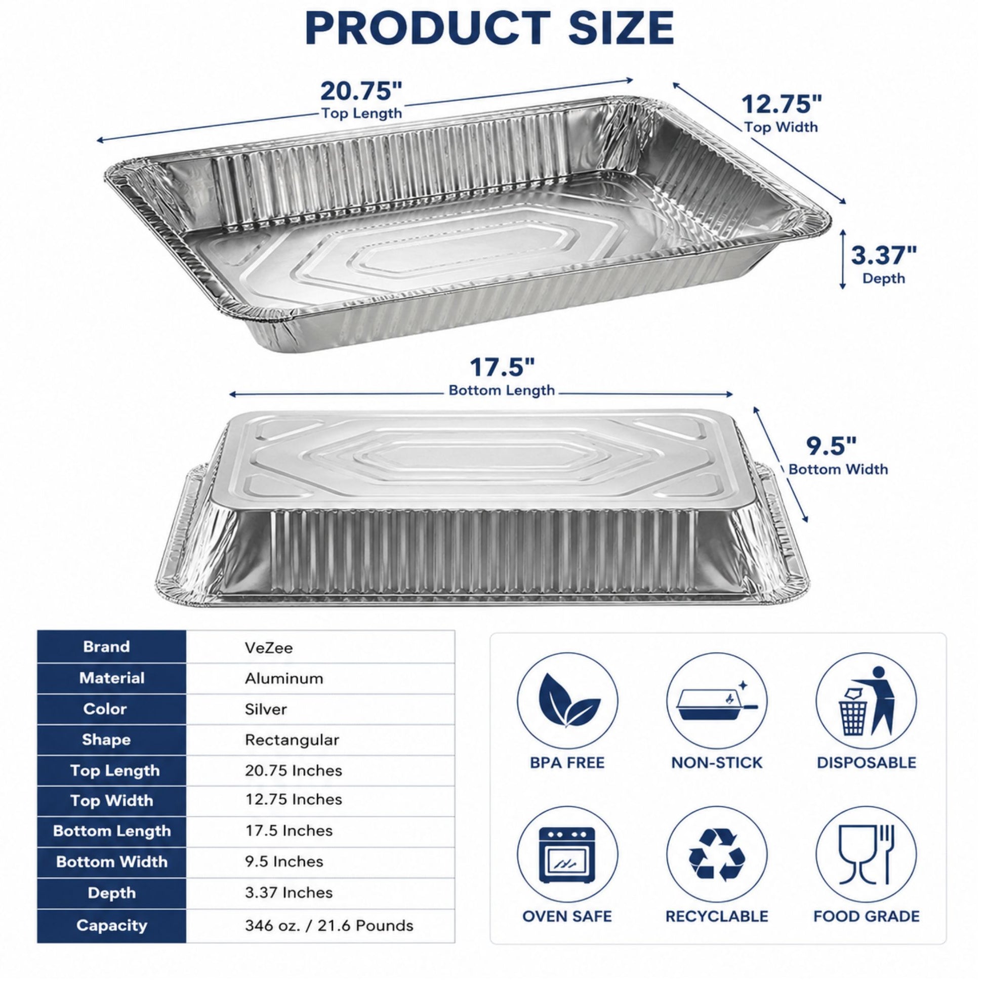 *WHOLESALE* Full Size Deep Roaster Pan Disposable Aluminum 100/case Disposable Roasting Pans VeZee