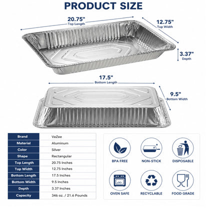 *WHOLESALE* Full Size Deep Roaster Pan Disposable Aluminum 100/case Disposable Roasting Pans VeZee