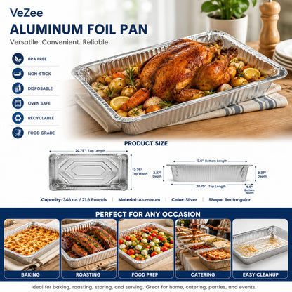 *WHOLESALE* Full Size Deep Roaster Pan Disposable Aluminum 100/case Disposable Roasting Pans VeZee