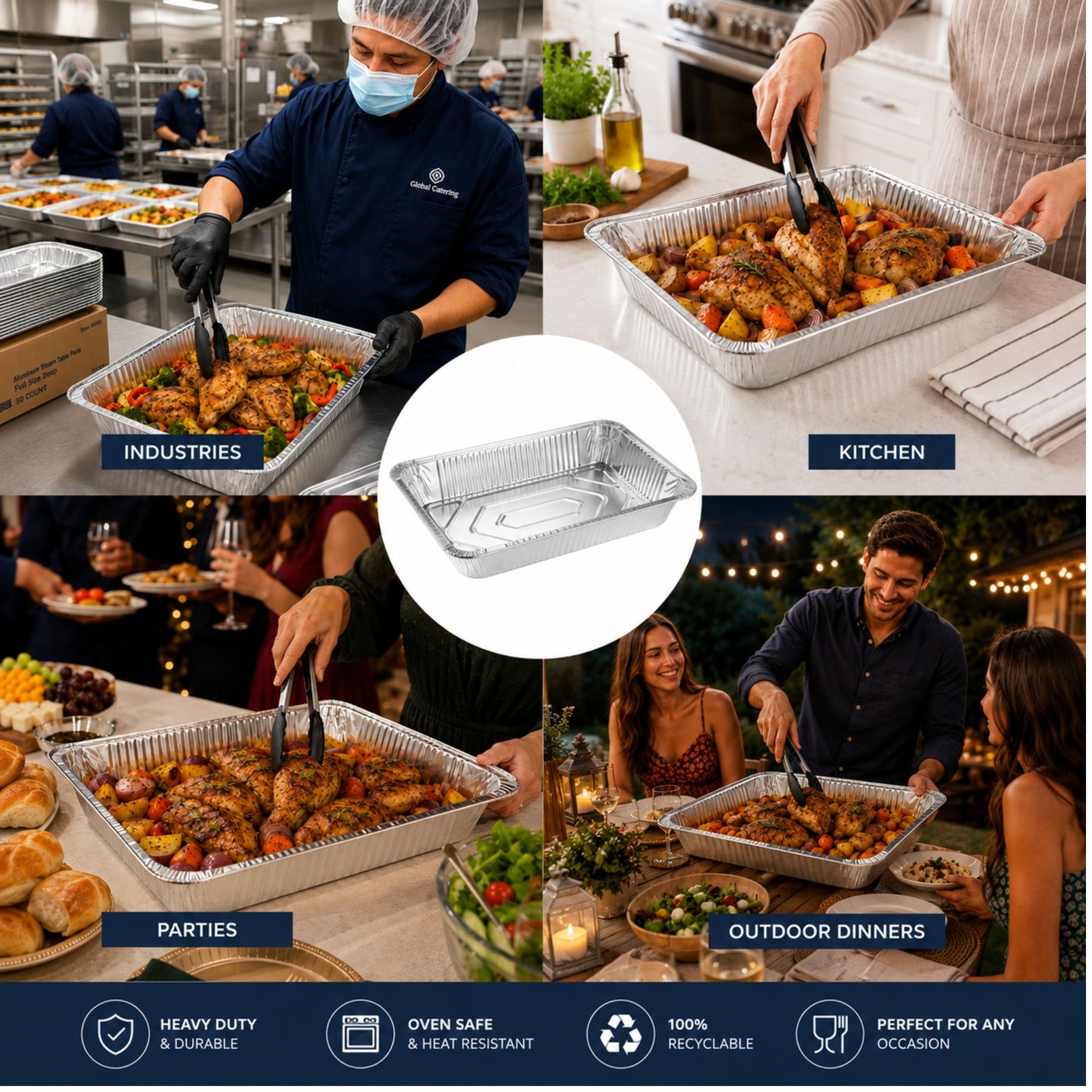 *WHOLESALE* Full Size Deep Roaster Pan Disposable Aluminum 100/case Disposable Roasting Pans VeZee