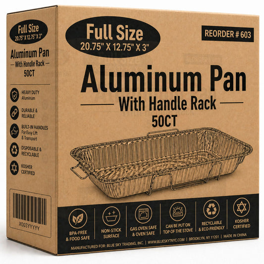 *WHOLESALE* 20.75X12.75X3 in. Full Size Pans with Handle Rack Aluminum Disposable 50/Case Full Size Pans VeZee