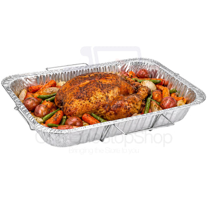 Full Size Pans with Handle Rack 20.75X12.75X3 in. Disposable Aluminum Full Size Pans VeZee