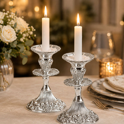 50 Count Disposable Candle Holders for Standard Taper Candles Silver Plastic Holders Disposable Candle Holders VeZee