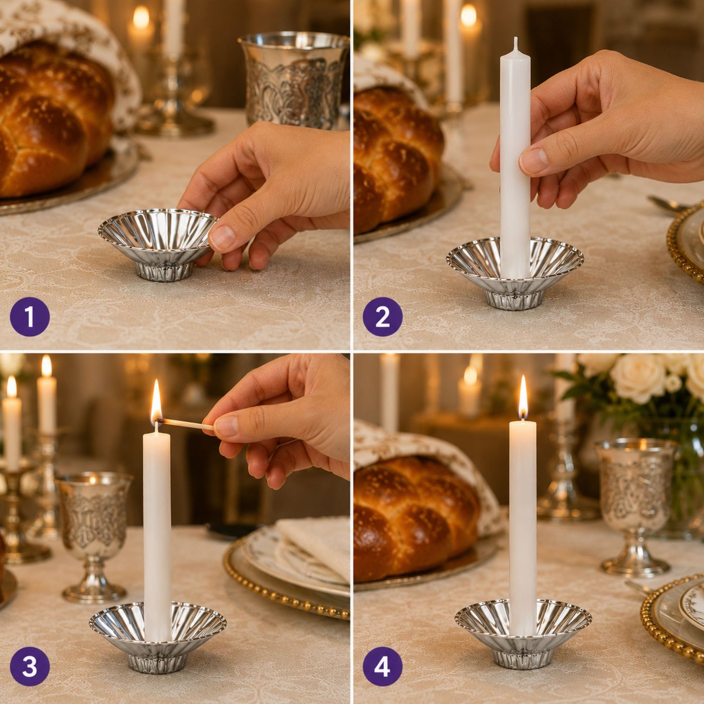 50 Count Disposable Candle Holders for Standard Taper Candles Silver Plastic Holders Disposable Candle Holders VeZee
