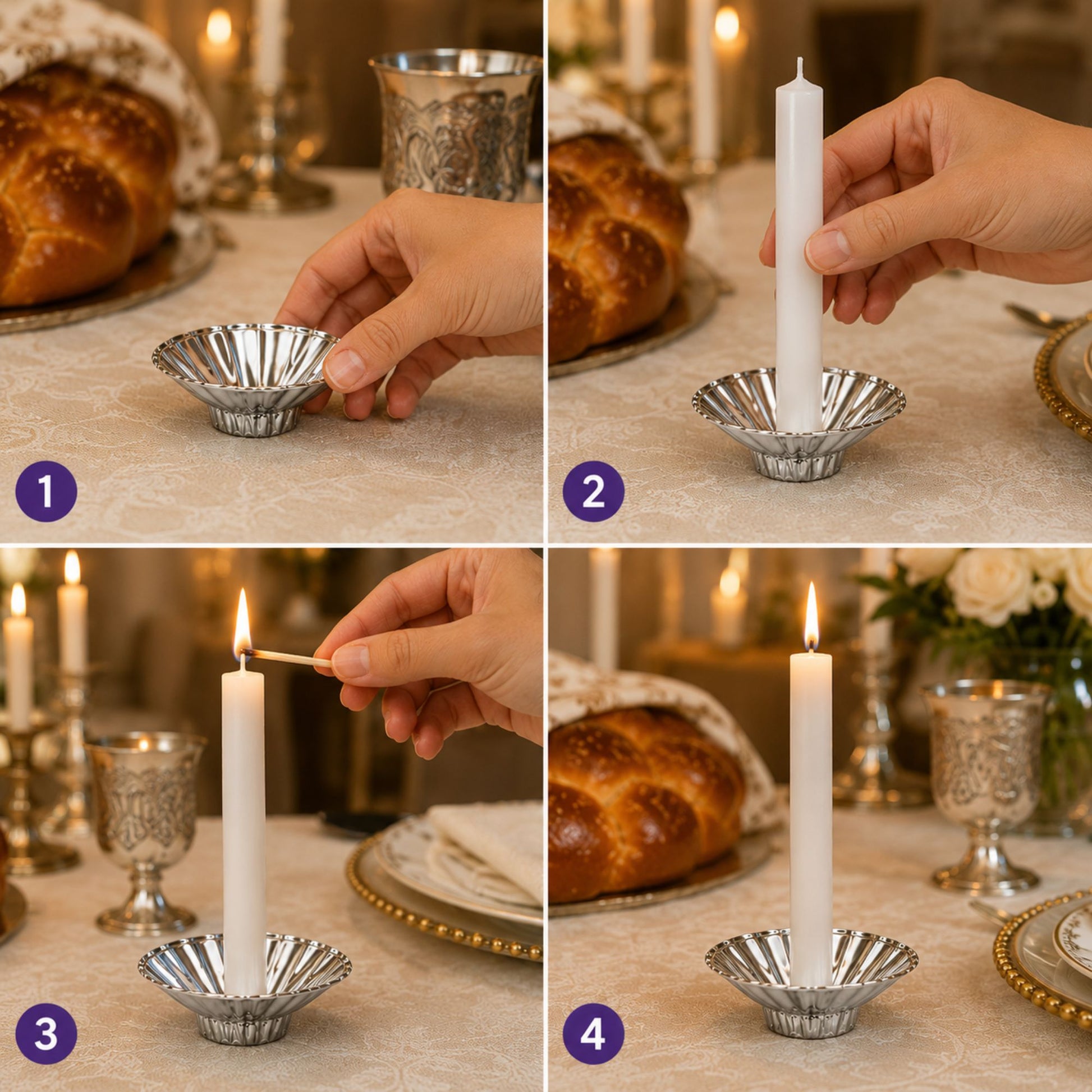 50 Count Disposable Candle Holders for Standard Taper Candles Silver Plastic Holders Disposable Candle Holders VeZee
