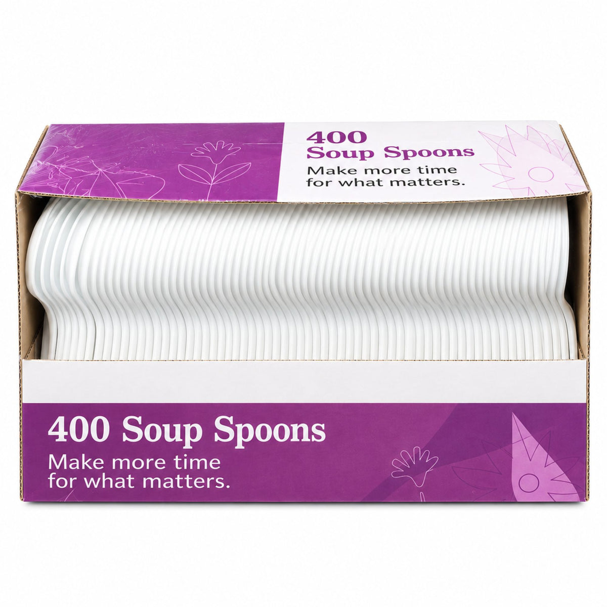 400 Count White Plastic Soup Spoons – Disposable Spoons for Soup, Takeout, Catering & Parties Disposable Spoons VeZee