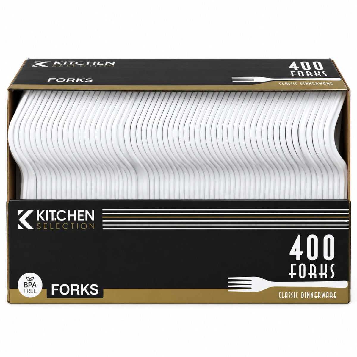 Kitchen Selection 400 Count White Plastic Forks – Disposable BPA-Free Forks for Parties, Catering & Takeout Disposable Forks VeZee