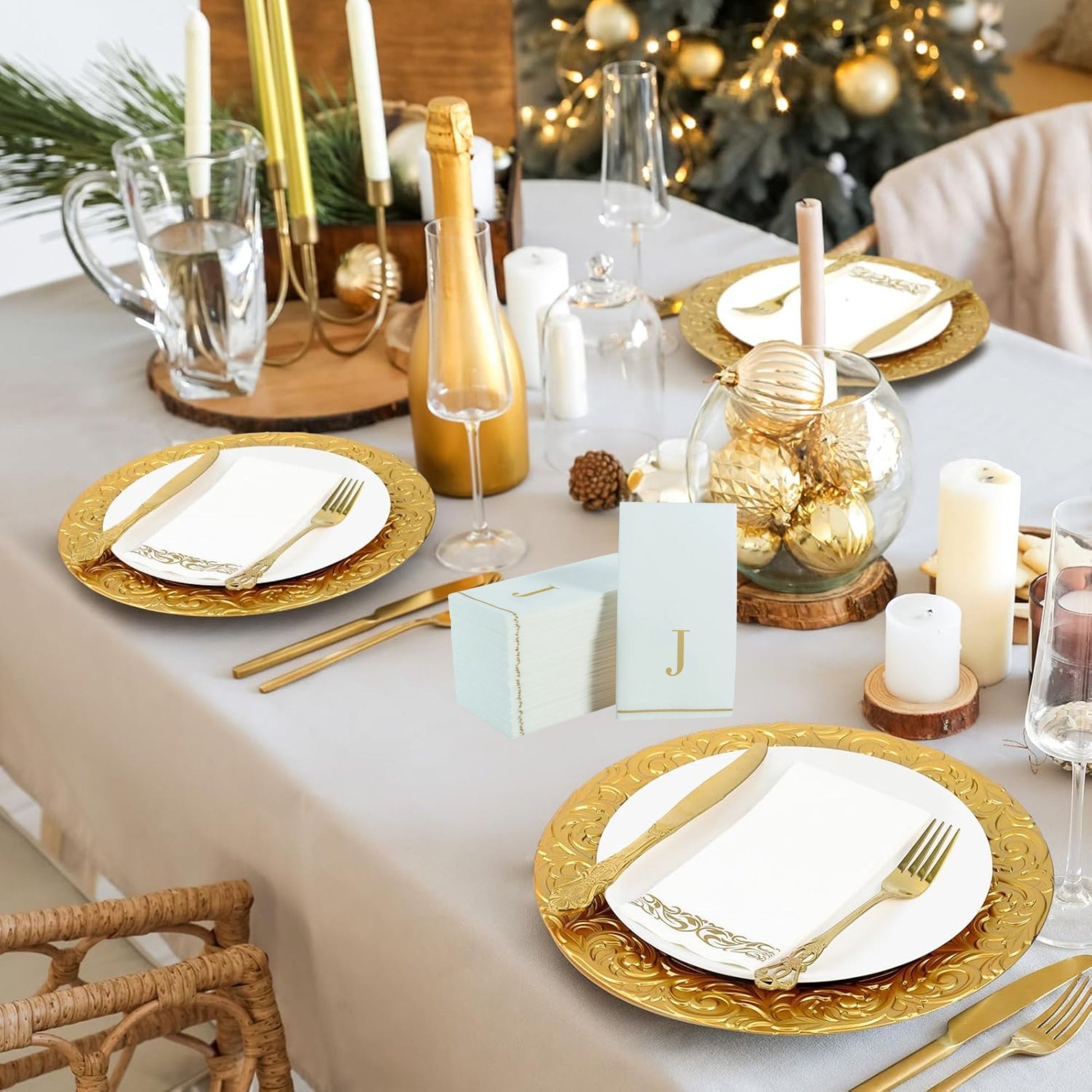 Letter J Gold Monogram Paper Dinner Napkins 14 Pack Napkins Luxe Party NYC