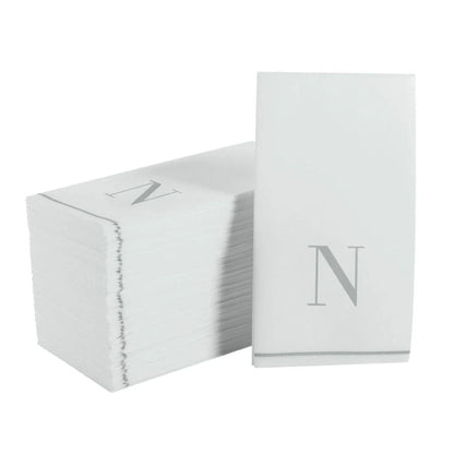 Letter N Silver Monogram Paper Dinner Napkins 14 Pack Napkins Luxe Party NYC