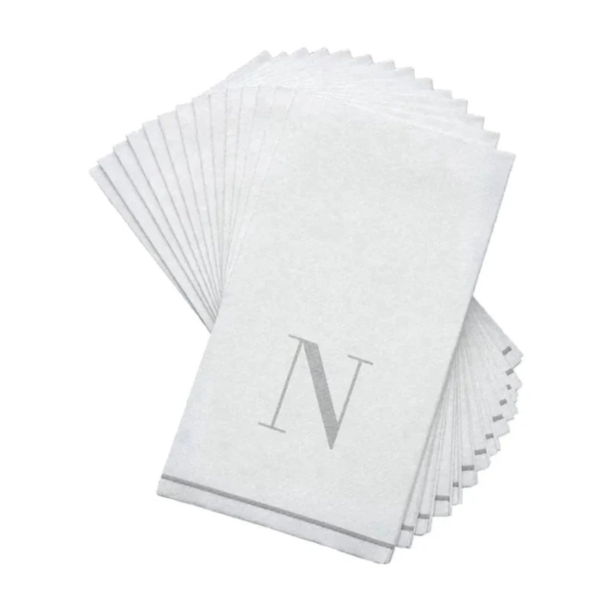 Letter N Silver Monogram Paper Dinner Napkins 14 Pack Napkins Luxe Party NYC