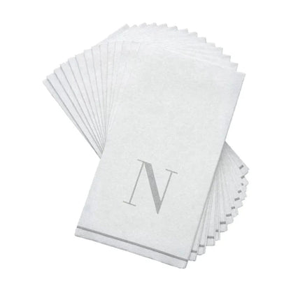 Letter N Silver Monogram Paper Dinner Napkins 14 Pack Napkins Luxe Party NYC