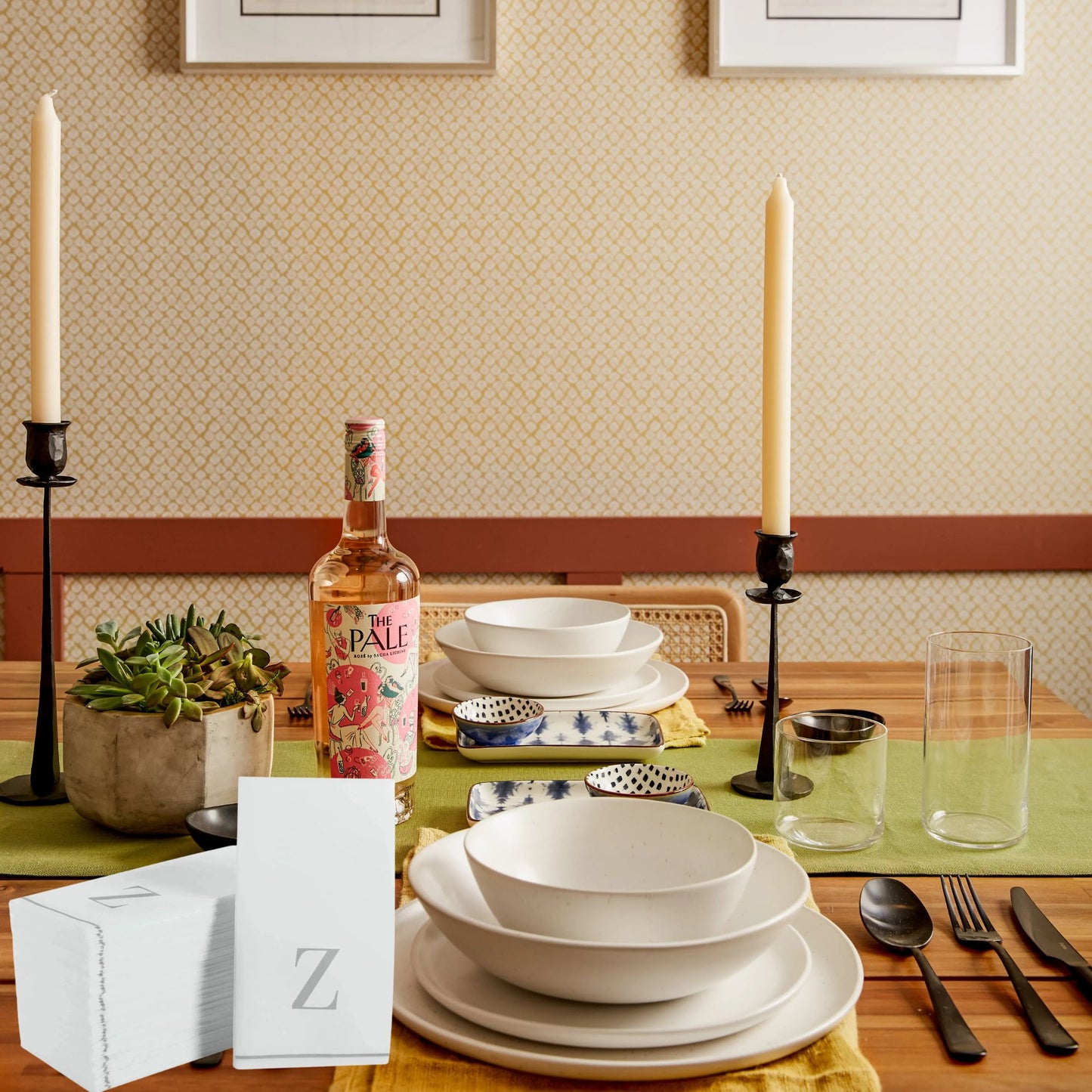 Letter Z Silver Monogram Paper Dinner Napkins 14 Pack Napkins Luxe Party NYC